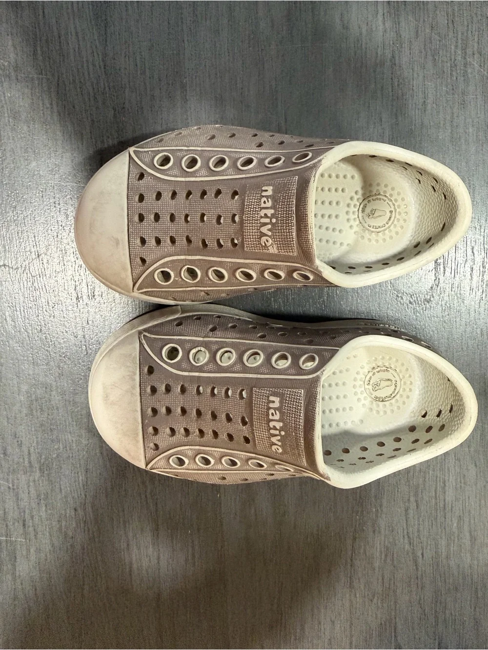 Native Jefferson Stonewash Child Slip-On Natives - Gray